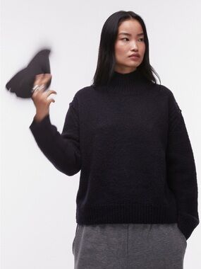 Topshop Black Mock Neck Sweater